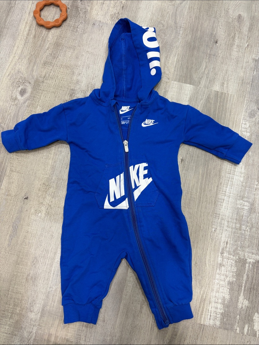 Nike Royal Blue Hooded Baby One-Piece Footie